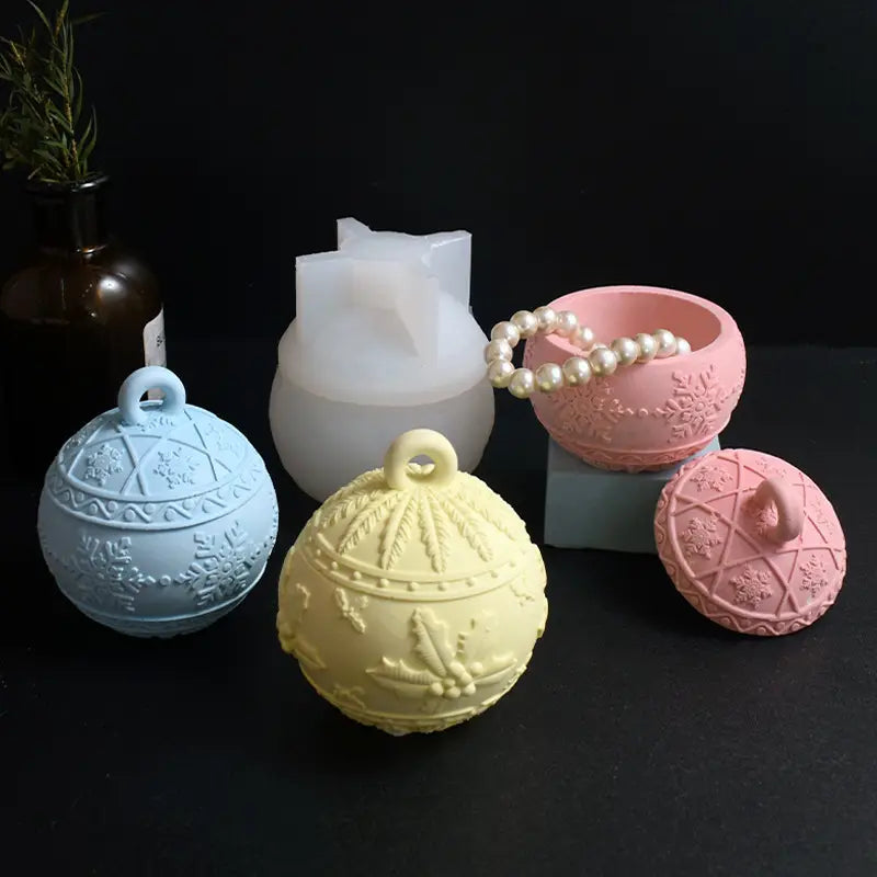 NA113MS - Molde Silicone Pote Velas Flocos de Neve - 2 Peças