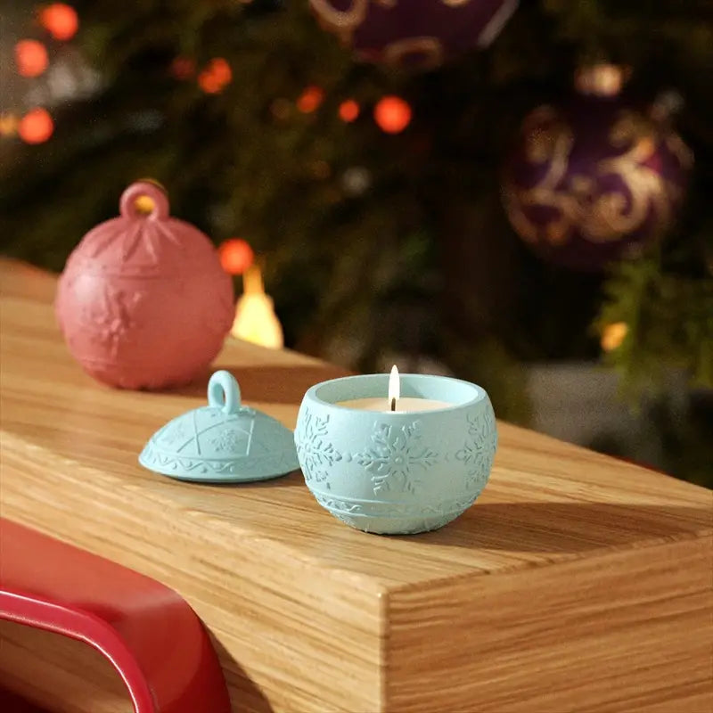 NA113MS - Molde Silicone Pote Velas Flocos de Neve - 2 Peças