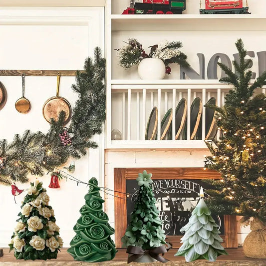 NA109MS - Molde Silicone Conj. 4 Árvores de Natal