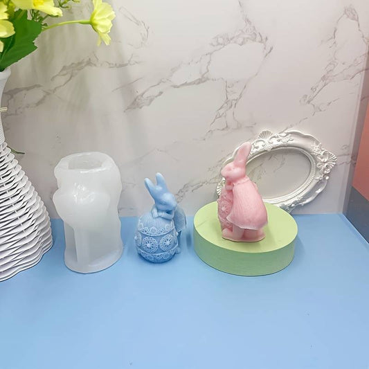 P006MS - Molde de silicone - Ovo da Páscoa Coelho / Coelha