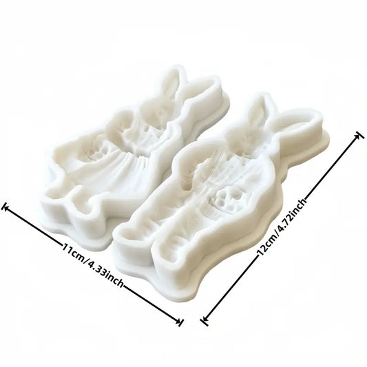 P024MS- Dois Coelhos Páscoa - Molde de Silicone