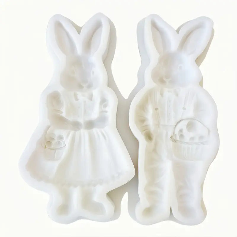 P024MS- Dois Coelhos Páscoa - Molde de Silicone