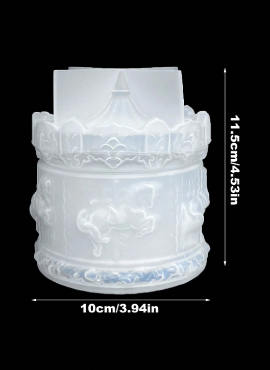 BP022MS - Molde - Caixa de Armazenamento Escultura Flor de Carrossel Redondo