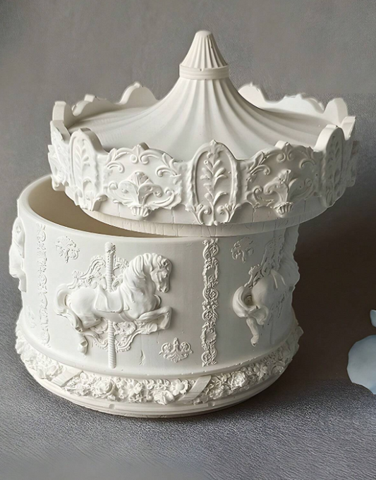 BP022MS - Molde - Caixa de Armazenamento Escultura Flor de Carrossel Redondo