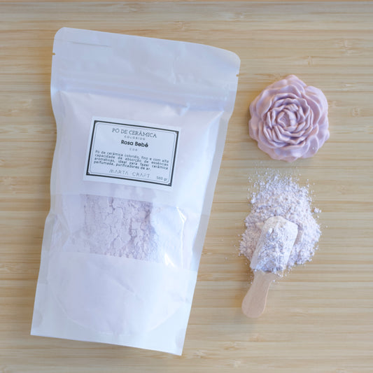 Pó Cerâmico Colorido - COR-Rosa Bebê - 500g /2.5 kg -MARTA CRAFT