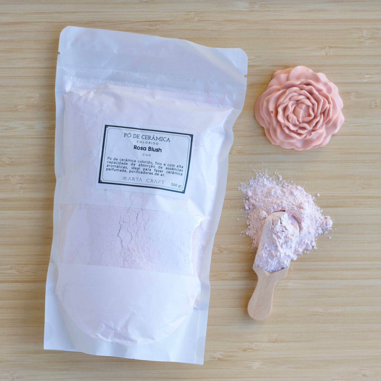 Pó Cerâmico Colorido  - COR- Rosa Blush  - 500g /2.5 kg - MARTA CRAFT
