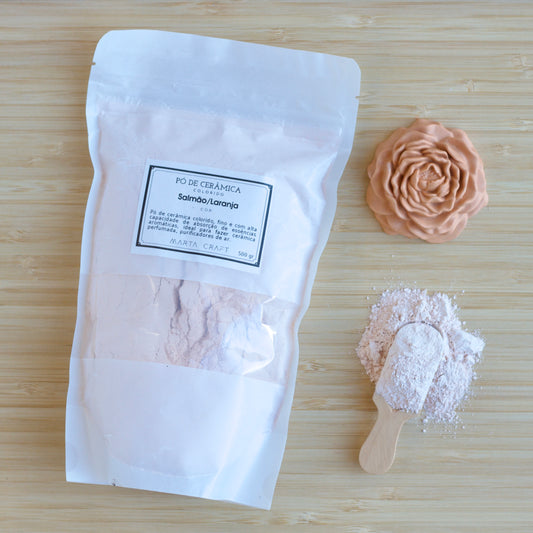 Pó Cerâmico Colorido - COR- Salmão/Laranja - 500g /2.5 kg - MARTA CRAFT