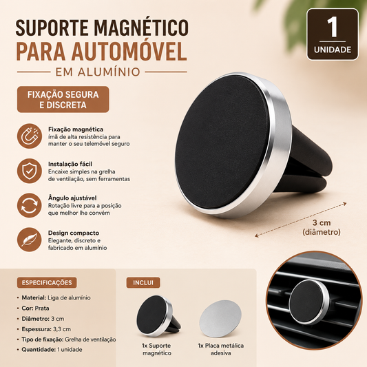 Suporte Magnético para Telemóvel de Automóvel em AlumínioCARRO