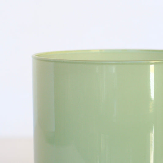 | Pote de Vidro Boca Larga 80*100mm Verde Seco Brilhante