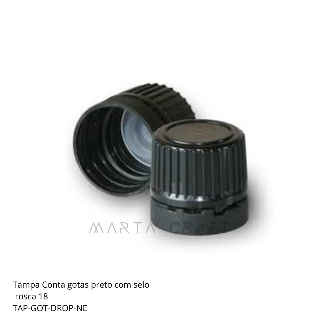 Tampa Dispensadora para Frasco Âmbar – Modelos Branco ou Preto. D.18