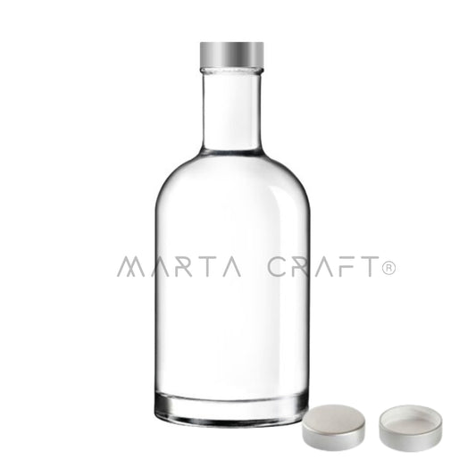 Garrafa Supreme Baixa 200ml Com tampa  de rosca prata