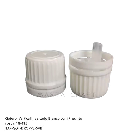 Tampa Gotero Vertical Insertado Branco com Precinto- rosca 18