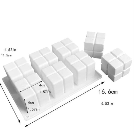 V008MS Molde -Velas -Forma geométrico cubo Pequeno- 6 cavidades
