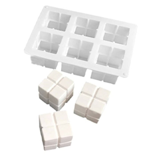 V008MS Molde -Velas -Forma geométrico cubo Pequeno- 6 cavidades