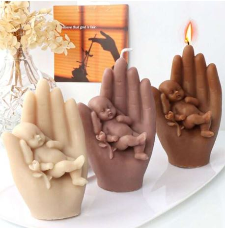 V026MS - Molde -Velas - Mão Bebe Amor