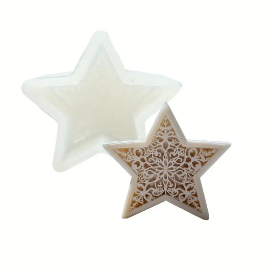 V031MS-  Molde Silicone Vela Estrela 3D Intrincado Renda