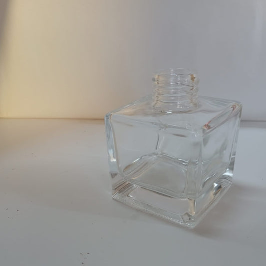 Frasco Vidro Transparente Difusor Quadrado 50mL/100 mL + Tampa Rosa Ouro