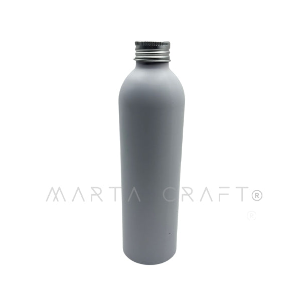 Frasco Garrafa Alumínio Branco 250 mL C/ Tampa Alumínio Boca 24