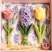 F124MS- 1 Molde de Silicone Floral para Velas - Rosa, Tulipa, Lavanda.