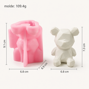 AN121MS- Molde de Silicone  Urso Geométrico 3D