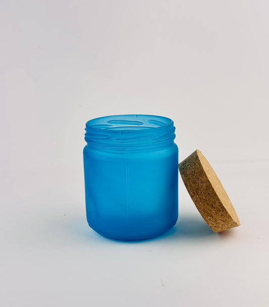 | Frasco Vidro Redondo Azul Turquesa Mate