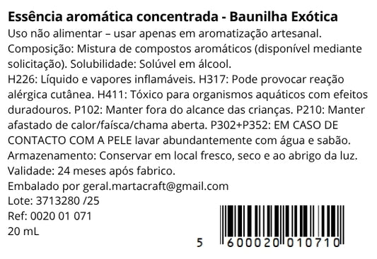 Essência aromática concentrada - Baunilha Exótica