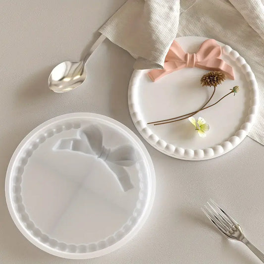 BP085MS - Molde de silicone Epóxi - Base redonda Bandeja com laço