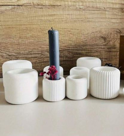 BP053MS - Molde de silicone Castiçal listato/Liso - Grande/Pequeno 1 unidade