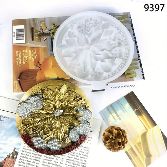 NA122MS- Molde de resina de flor Natal 2D parede