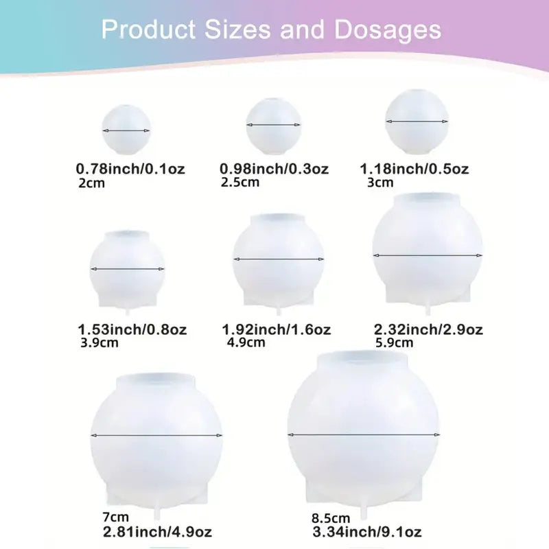 EP010MS -Conjunto de 8 Moldes de Silicone   em Forma de Bola