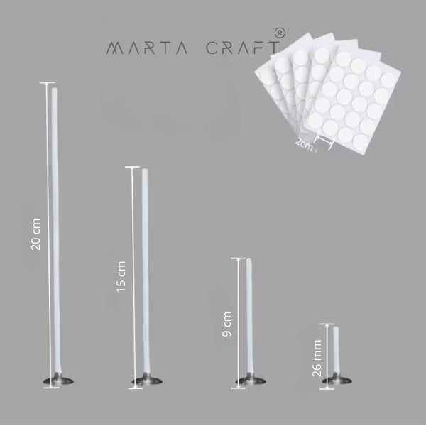 Pavio de Algodão Encerado com Base Metálica – Pack 20 unidades