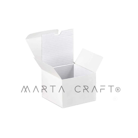 Caixas de papel couché com revestimento canelado | Branco | 70*70*52 mm