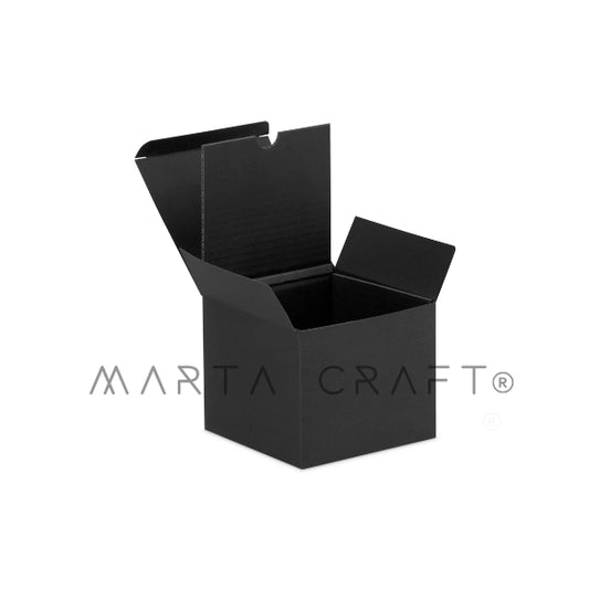 Caixas de papel couché com revestimento canelado | Preto | 70*70*52 mm