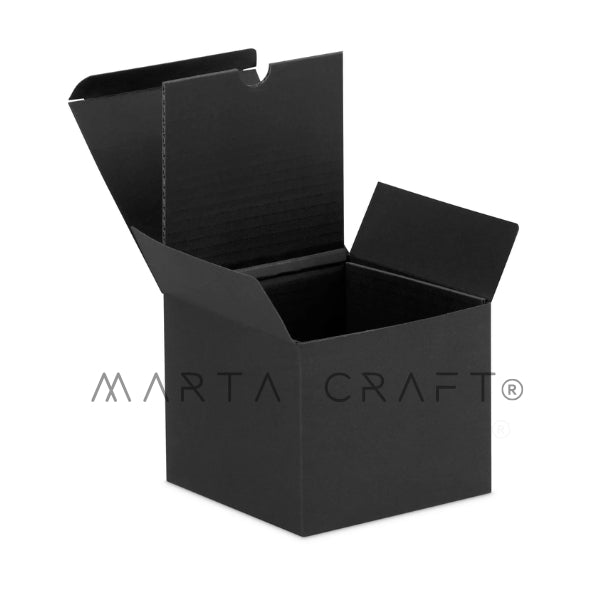 Caixas de papel couché com revestimento canelado | Preto | 86*86*73 mm