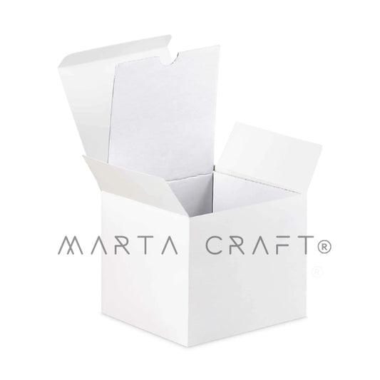 Caixas de papel couché com revestimento canelado | Branca | 86*86*73 mm