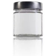 | Boião Vidro DELUXE 212 ml + Tampa Alta Prateada