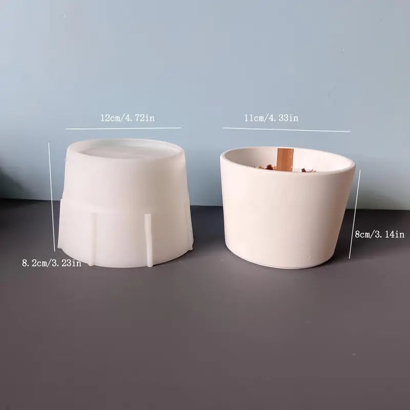 BP086MS - Molde de silicone Epóxi - Pote Vaso velas com tampa redondo S / L