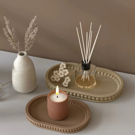 BP084MS - Molde de silicone Epóxi - Base/ Oval Bandeja com contas S / L