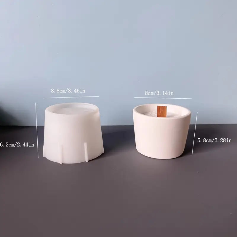 BP086MS - Molde de silicone Epóxi - Pote Vaso velas com tampa redondo S / L