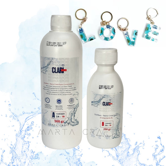 CLARIRESIN CRYSTAL – Resina Epóxi Transparente com Efeito Cristal - 1.5 Kg / 750 gr / 500 gr
