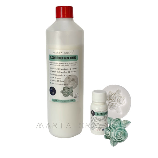 Silicone líquido para moldes - Cor: Branca - 6 Horas - 1 Kg / 500 gr