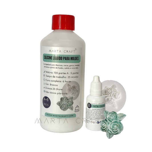 Silicone líquido para moldes - Cor: Branca - 6 Horas - 1 Kg / 500 gr