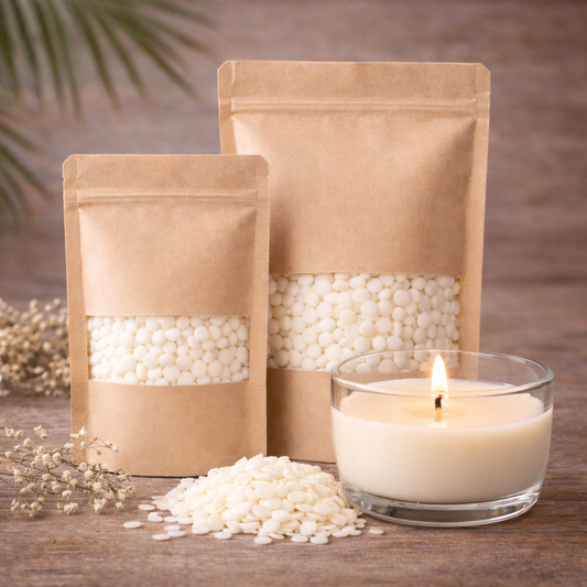 ♡ 05 - Cera Colza & Coco | BPF 47 - 52 ºC | Pérolas | Recipiente & Velas de massagem