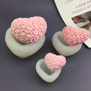 CA020MS  Moldes Silicone Coração Texturizado  Flor Set 3 pçs