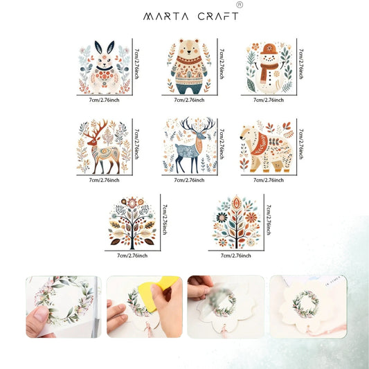 8 pçs de Transferência UV DTF com TemaArte Popular Nórdica