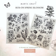 2 folhas Papel de Transferência UV DTF com Tema Rub-On Spring Blossom