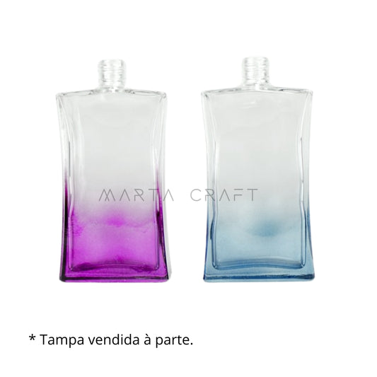 Frasco Vidro Transparente Perfume Pintado Azul/ Rosa - 100mL - Neck