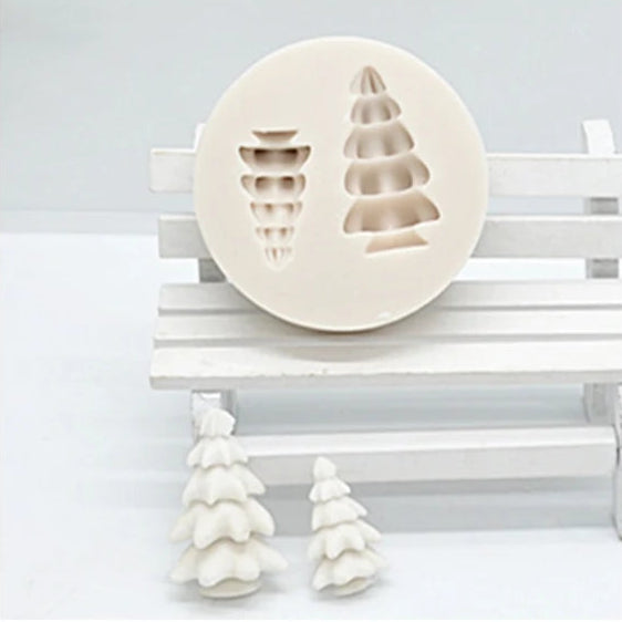 NA064MS - Molde de Silicone 2 mini  árvores Natal