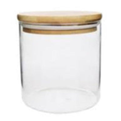 | Pote de Vidro Hermético 65*80 mm C/ Tampa de Bambu