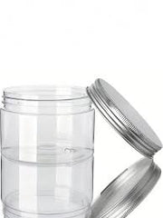 Frasco acrilico transparente com tampa prateada